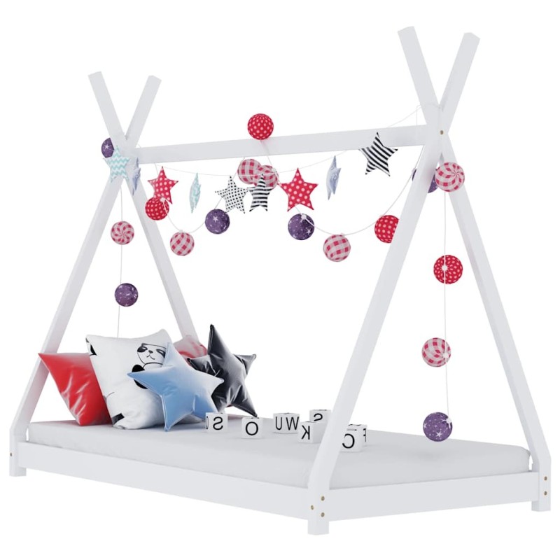 Cadre de lit d'enfant Blanc Bois de pin massif 70x140 cm 621397621397