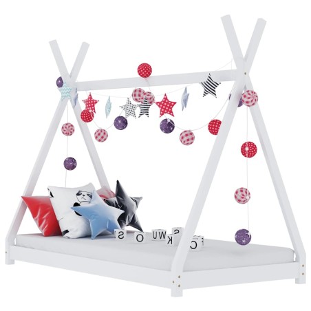Cadre de lit d'enfant Blanc Bois de pin massif 70x140 cm 621397621397