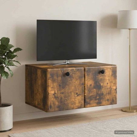 Meuble TV mural 59,5 x 41 x 30 cm Chêne fumé Bois d'ingénierie 621401621401