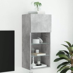 Meuble TV avec lumières LED gris béton 40,5x30x90 cm 621404621404