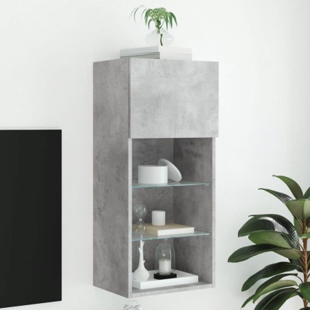 Meuble TV avec lumières LED gris béton 40,5x30x90 cm 621404621404