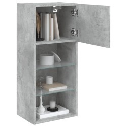 Meuble TV avec lumières LED gris béton 40,5x30x90 cm 621404621404