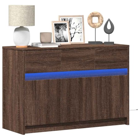 Meuble TV avec LED chêne marron 91x34x61 cm bois d'ingénierie 621407621407