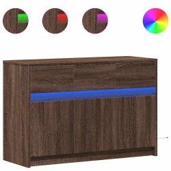 Meuble TV avec LED chêne marron 91x34x61 cm bois d'ingénierie 621407621407
