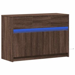 Meuble TV avec LED chêne marron 91x34x61 cm bois d'ingénierie 621407621407