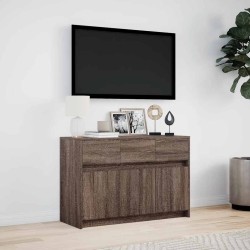 Meuble TV avec LED chêne marron 91x34x61 cm bois d'ingénierie 621407621407