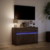 Meuble TV avec LED chêne marron 91x34x61 cm bois d'ingénierie 621407621407