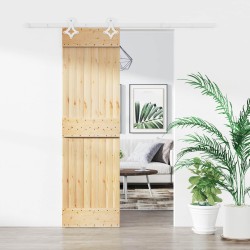 Porte coulissante Naturel et Blanc 70 x 210 cm 621408621408