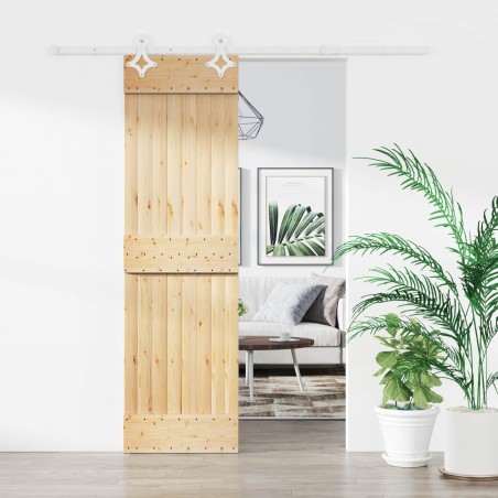 Porte coulissante Naturel et Blanc 70 x 210 cm 621408621408