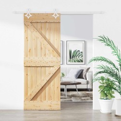 Porte coulissante Naturel et Blanc 80 x 210 cm 621409621409