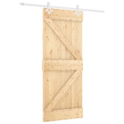 Porte coulissante Naturel et Blanc 80 x 210 cm 621409621409