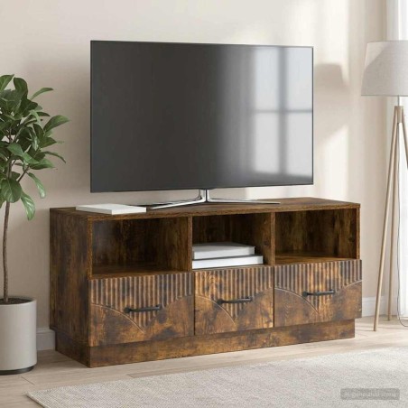 Meuble TV Chêne fumé 102 x 34,5 x 47 cm Bois d'ingénierie 621410621410