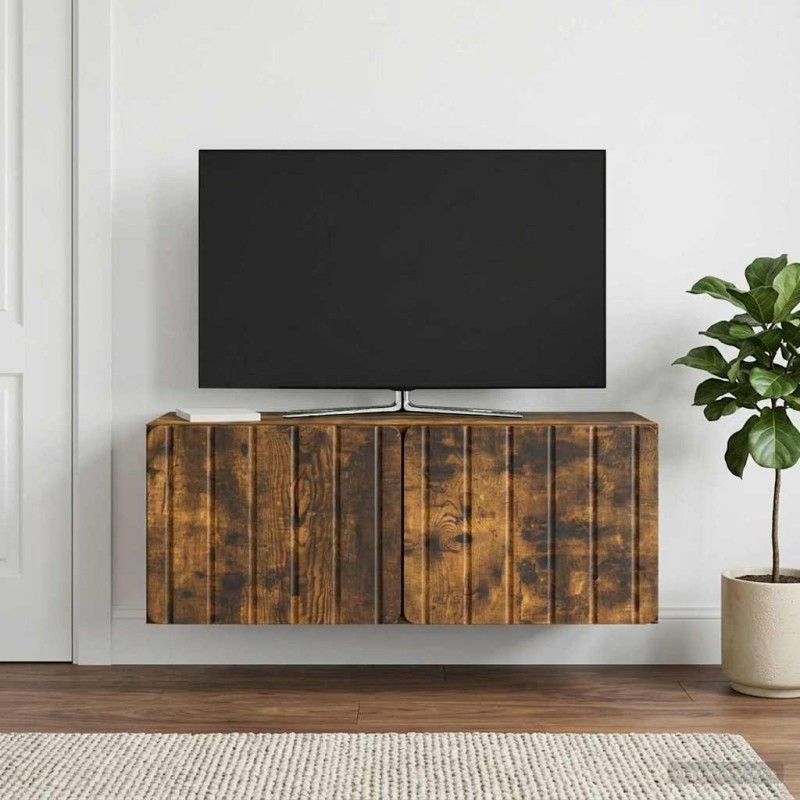 Meuble TV mural 78,5 x 31 x 30 cm Chêne fumé Bois d'ingénierie 621411621411