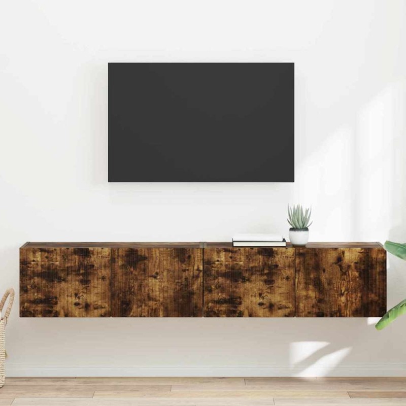 Meuble TV mural 2 pcs Chêne fumé 78,5 x 31 x 29,5 cm 621413621413