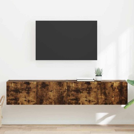 Meuble TV mural 2 pcs Chêne fumé 78,5 x 31 x 29,5 cm 621413621413
