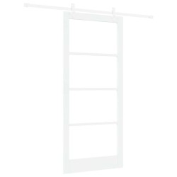 Porte coulissante Blanc 93 x 211 cm Bois de pin massif et verre 621414621414