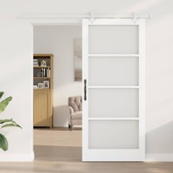 Porte coulissante Blanc 93 x 211 cm Bois de pin massif et verre 621414621414