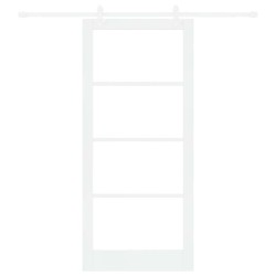Porte coulissante Blanc 93 x 211 cm Bois de pin massif et verre 621414621414