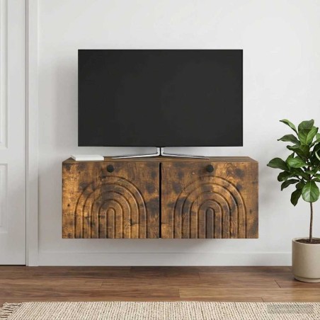 Meuble TV mural Chêne fumé 78,5 x 31 x 30 cm Bois d'ingénierie 621416621416