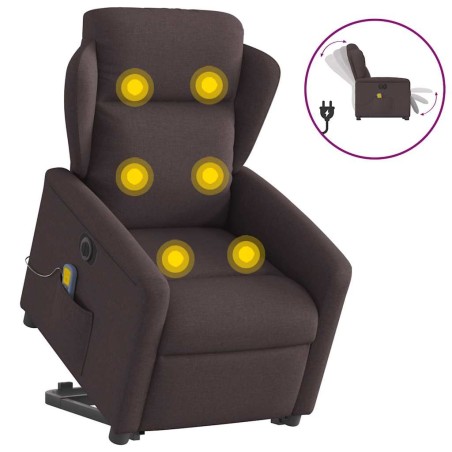 Fauteuil inclinable de massage électrique Marron foncé Tissu 621417621417