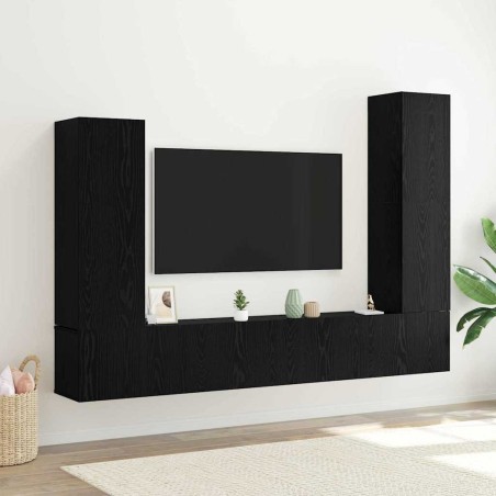 Ensemble meuble TV 4 pcs Chêne noir Bois d'ingénierie 621420621420