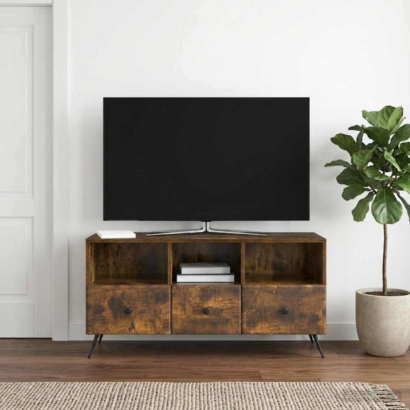 Meuble TV Chêne fumé 102 x 34,5 x 50 cm Bois d'ingénierie 621426621426