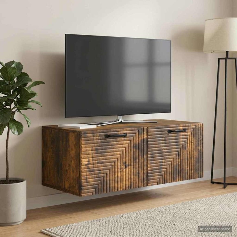 Meuble TV mural Chêne fumé 78,5 x 41 x 30 cm Bois d'ingénierie 621430621430