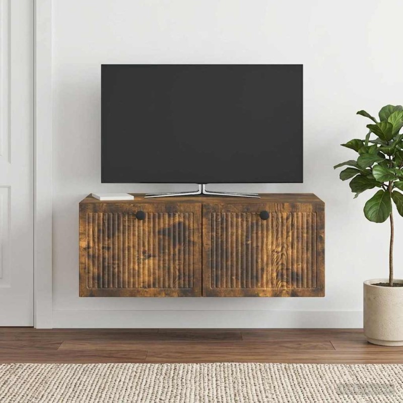 Meuble TV mural Chêne fumé 78,5 x 41 x 30 cm Bois d'ingénierie 621436621436