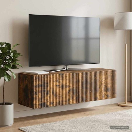 Meuble TV mural Chêne fumé 98 x 31 x 30 cm Bois d'ingénierie 621439621439