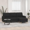 Canapé à 3 places avec repose-pieds Noir 180 cm Tissu 621440621440