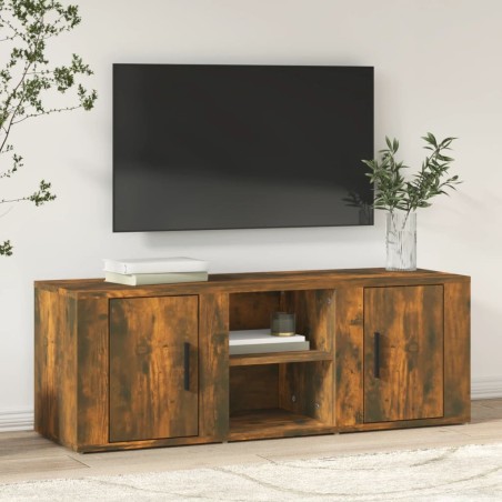 Meuble TV Chêne fumé 100x31,5x35 cm Bois d'ingénierie 621446621446