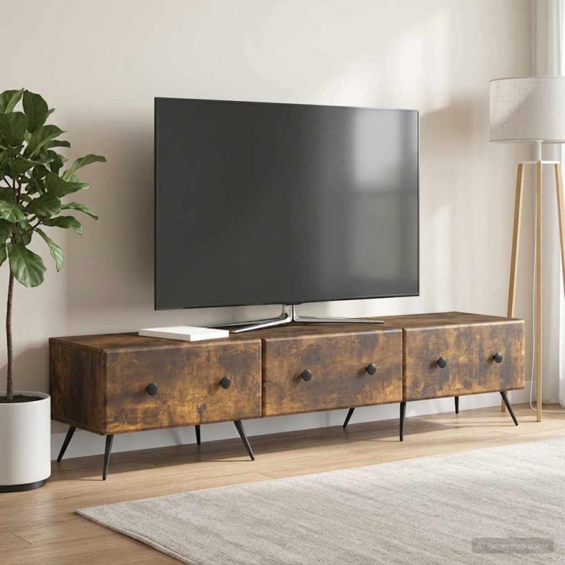 Meuble TV Chêne fumé 147 x 34,5 x 30 cm Bois d'ingénierie 621448621448