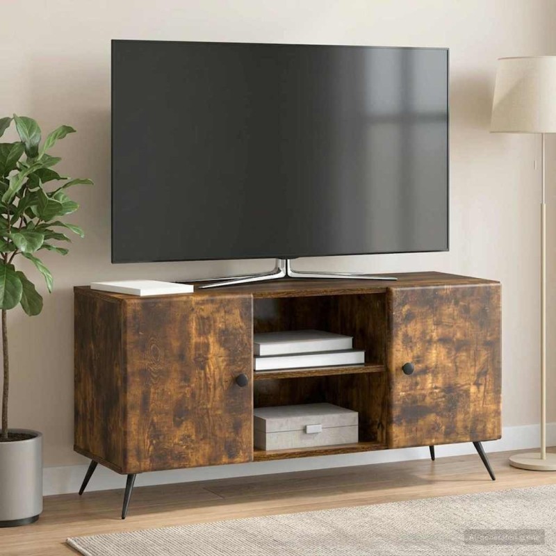 Meuble TV Chêne fumé 102 x 34,5 x 50 cm Bois d'ingénierie 621449621449