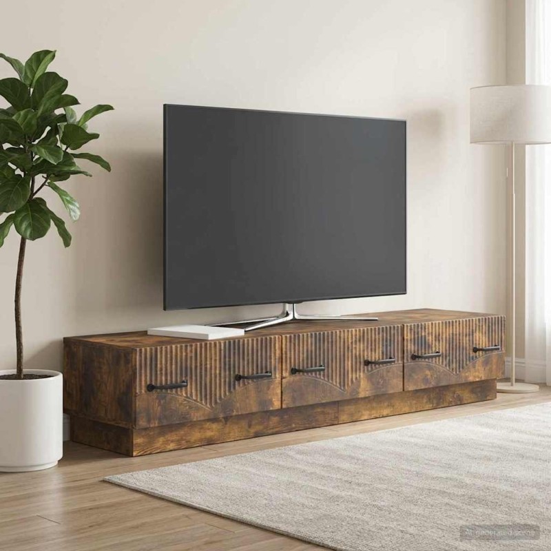 Meuble TV Chêne fumé 147 x 34,5 x 27 cm Bois d'ingénierie 621466621466