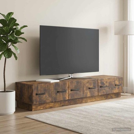 Meuble TV Chêne fumé 147 x 34,5 x 27 cm Bois d'ingénierie 621466621466
