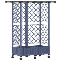 Lit Élevé avec Treillis et Toit Gris 124 x 40 x 127 cm PP 621468621468