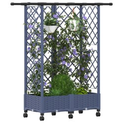 Lit Élevé avec Treillis et Toit Gris 124 x 40 x 127 cm PP 621468621468