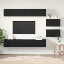 Ensemble meuble TV Montage mural Chêne noir Bois d'ingénierie 621469621469