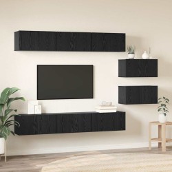 Ensemble meuble TV Montage mural Chêne noir Bois d'ingénierie 621469621469