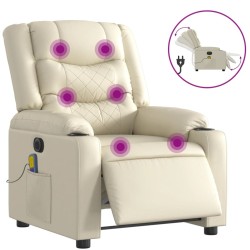 Fauteuil de massage inclinable électrique crème similicuir 621473621473