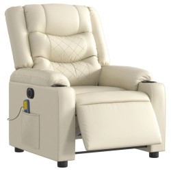 Fauteuil de massage inclinable électrique crème similicuir 621473621473