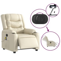 Fauteuil de massage inclinable électrique crème similicuir 621473621473