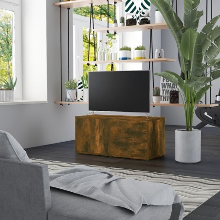 Meuble TV Chêne fumé 80x34x36 cm Bois d'ingénierie 621478621478