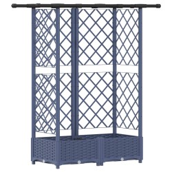 Lit Élevé avec Treillis et Toit Gris 124 x 40 x 121 cm PP 621479621479