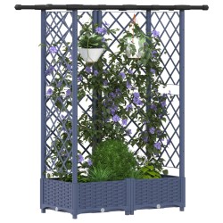 Lit Élevé avec Treillis et Toit Gris 124 x 40 x 121 cm PP 621479621479