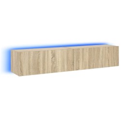 Meubles TV muraux lumières LED 2 pcs chêne sonoma 80x35x31 cm 621480621480