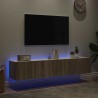 Meubles TV muraux lumières LED 2 pcs chêne sonoma 80x35x31 cm 621480621480