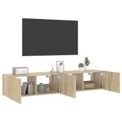 Meubles TV muraux lumières LED 2 pcs chêne sonoma 80x35x31 cm 621480621480