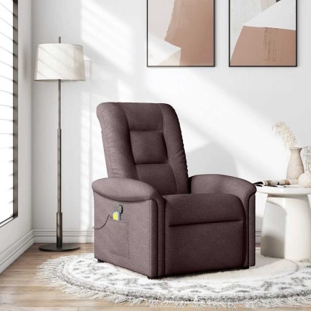 Fauteuil de massage inclinable Marron foncé Tissu 621487621487