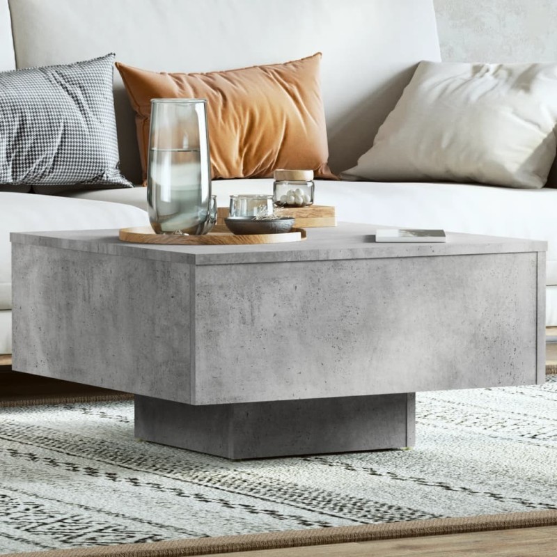 Table basse gris béton 60x60x31,5 cm bois d'ingénierie 621489621489